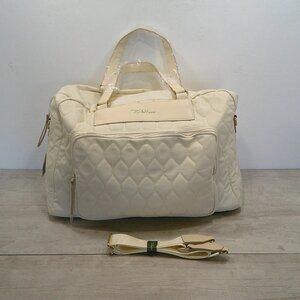 Bella Russo Diamond Pattern Quilted Weekender Cream-colored Duffle Bag -New